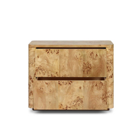 Table de Chevet Carrée Moderne Rétro en Bois de Palisander avec 2 Tiroirs pour Chambre à Coucher et Salon – Meuble Contemporain