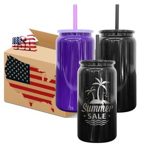 Nouvelles tasses isothermes en acier inoxydable à double paroi de 16 oz, couleur Halloween noir et violet, vierges pour sublimation, pour wraps UV DTF 2025 - Product Image 1