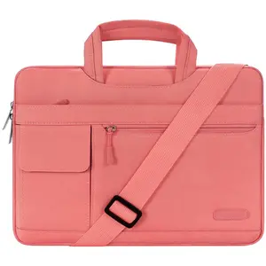 Ladies business briefcase handbags pink red laptop shoulder laptop bag case with shoulder strap for 13"14"15.6"