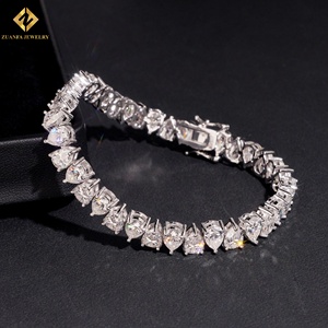 Moissanite Tennis <b>Bracelet</b> Pear Cut 5*7mm 925 <b>Silver</b> Rhodium Plated Luxury Pass Diamond Tester <b>Bracelet</b> - Product Image 6