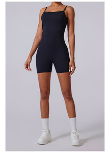 <span class=keywords><strong>Tuta</strong></span> da donna sexy a V, tinta unita, <span class=keywords><strong>plissettata</strong></span>, 220g, ultimo design, estiva, corta, attillata, alla moda, per palestra - Product Image 2