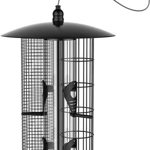 Mangeoire à oiseaux suspendue Décoration étanche aux écureuils Mangeoire à oiseaux en métal 3 en 1 avec 4 ports d'alimentation et 3 tubes détachables - Product Image 2