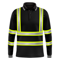 Magliette ad Alta Visibilità a Maniche Lunghe, T-Shirt Riflettente da Lavoro per Uomo, Abbigliamento da Costruzione Nero e Arancione, Polo Alta Visibilità con Logo
