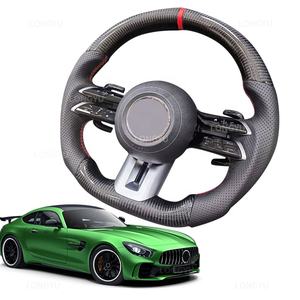 พวงมาลัยคาร์บอนไฟเบอร์สีส้มสำหรับรถ <span class=keywords><strong>Mercedes</strong></span> Benz C คลาส C205 C180 C200 C300 C43 C63 C63S รถเก๋ง AMG - Product Image 4