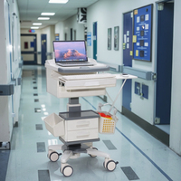Chariot médical moderne en ABS réglable en hauteur avec plateau pour clavier, tiroirs de rangement pour hôpital, hôtel, salle à manger, postes de soins infirmiers