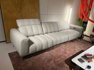 高級3シーターパワーヘッドレストリクライナーソファストレートラインデザインナパピアノキー本革モダン家庭用家具 - Product Image 5