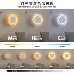 T114 Sensor Night Light <b>Round</b> LED Rechargeable USB Powered Internal <b>Battery</b> Backlit Version 1200mAh - Product Image 5