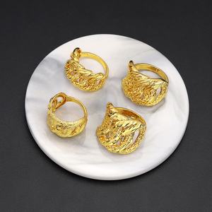Jxx Fashion 24K Gold Plated Brass <b>Rings</b> Minimalist <b>Chunky</b> Geometric Texture Waterproof Ocean Wave Classic Wholesale Jewelry - Product Image 1