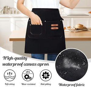 Tablier de travail promotionnel pour serveur, tablier mi-long en toile imperméable personnalisable, tablier de cuisine unisexe avec logo personnalisé - Product Image 5