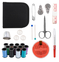 Kit de couture portable mini en tissu noir, ensemble de réparation de couture de voyage avec logo personnalisé