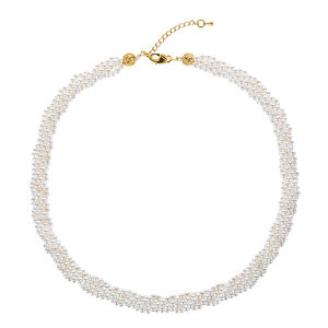 สร้อยคอมุกสีขาวเลี้ยง 4 แถว โซ่บิดเกลียว 18 นิ้ว มุกขนาด 3 มม. - Product Image 1