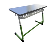 Bureau d'école double ergonomique, durable, écologique, au design moderne, hauteur réglable, construction en plastique et acier, pour la maison, le bureau et l'extérieur