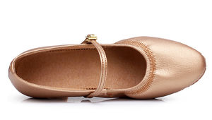 Zapatos latinos Salón Estándar Punta cerrada Color bronceado Satén Zapatos de baile Venta al por mayor Mujeres Sandalias de salón Baile Latino profesional - Product Image 5