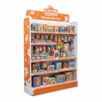 Support de présentation de cadeaux en carton ondulé écologique à 3 niveaux personnalisé pour les jouets, les fournitures de papeterie, les magasins de vente au détail