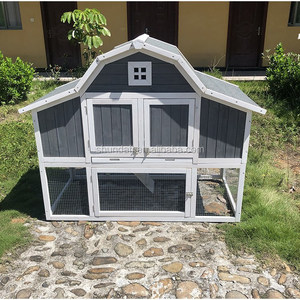 กรงไก่กลางแจ้งทรงโค้งไม้สีเทา SDC027 พร้อมกล่องวางไข่หนึ่งกล่องและถาดสังกะสีแบบดึงออกได้ - Product Image 6