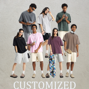 Camiseta de algodón de bambú lavado, estilo desgastado, 275 g, peso pesado, alta calidad, fabricación de camisetas con logotipo personalizado, camiseta americana de moda. - Product Image 1