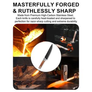 Juego de Cuchillos de Cocina Royalty Chef de 13 Piezas de Buena Calidad, Acero Inoxidable, Mango Forjado con Diseño de Madera, Cuchillo para Frutas con Soporte - Product Image 5