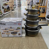 Set Peralatan Masak 10pcs Berkualitas Tinggi Bahan Aluminium Lapisan Nano Granit Tahan Lama Set Panci Dapur Desain Gagang Mewah