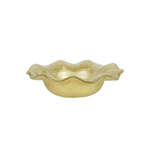 Ciotola in <span class=keywords><strong>Vetro</strong></span> <span class=keywords><strong>IVV</strong></span> con Bordo Ondulato e Glitter Dorati, Vaso Decorativo Artistico Ideale per l'arredamento della casa, <span class=keywords><strong>centrotavola</strong></span> - Product Image 1