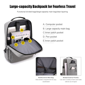 Lớn ngoài trời không thấm nước du lịch kinh doanh Ba lô USB Nam cổng biểu tượng tùy chỉnh Polyester Lót tùy chỉnh trường bagpack dây kéo - Product Image 5