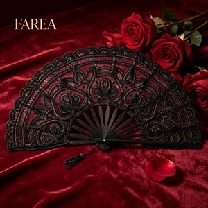 FAREA Éventail pliant vintage en bambou ajouré avec dentelle, idéal pour <span class=keywords><strong>la</strong></span> danse et les spectacles – Meilleure vente - Product Image 5