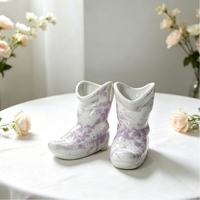 C&H Porte-bougies en céramique et porcelaine faits main, multicolores, en forme de chaussures, décorations fantaisie pour la maison, mariage, Noël