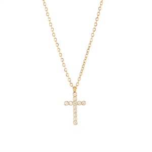 Simple <b>Titanium</b> Jewelry Wedding Gifts Stainless Steel Jewelry Cross Pendant Zircon Necklace for Women - Product Image 5