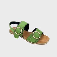 Sandales d'été tendance à bout ouvert en daim respirant, sandales plates à boucle réglable pour femmes et dames