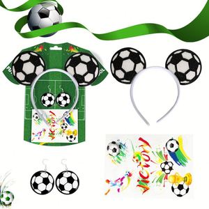 US-Canada-Mexico for Football Theme Fan Merchandise Three-Piece Set Headband Earrings Tattoo Stickers Cheering Props - Product Image 1