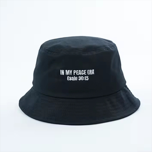 Bob noir simple face pour homme, casquette de pêcheur 100 % coton avec logo brodé personnalisé - Product Image 6