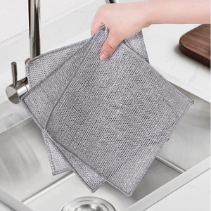 Chiffon de nettoyage en microfibre écologique avec fil argenté pour la vaisselle et l'essuyage des appareils électroménagers (vente en gros) - Product Image 4