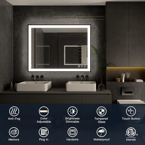 <span class=keywords><strong>Espejo</strong></span> de Baño LED Regulable <span class=keywords><strong>con</strong></span> <span class=keywords><strong>Luz</strong></span> Antivaho, Iluminación Frontal <span class=keywords><strong>y</strong></span> Trasera, Función de Memoria, <span class=keywords><strong>Espejo</strong></span> LED Enmarcado para Baño - Product Image 4