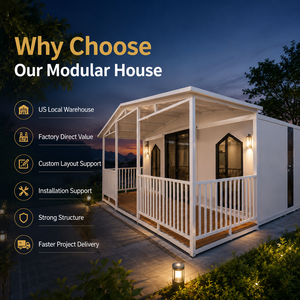 Casa Contenedor Prefabricada Moderna con Estructura de Acero, con Porche, Impermeable, Resistente al Fuego, Diseño Expandible para Uso en Exteriores - Product Image 1