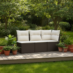 Ensemble de canapés de jardin en rotin brun, meubles d'extérieur avec coussins en mousse haute densité, design contemporain, imperméable - Product Image 2