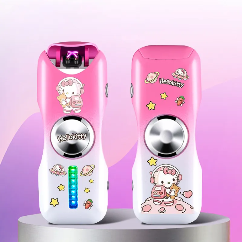 Cartoon Fidget Spinner Arc lighter Pink White Cute Kitty Lighter for Girls