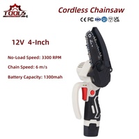 Scie à chaîne électrique portative rechargeable 4'' mini lithium-ion 12V 1.3AH pour l'abattage, le jardinage et l'industrie