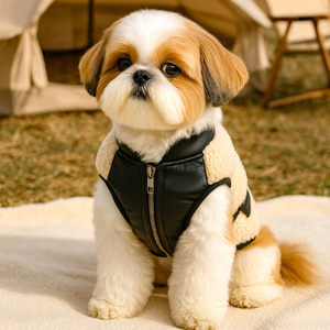 Nueva ropa de otoño/invierno para mascotas, para perros pequeños, cachorros, perros y gatos felices, chalecos de cuero pequeños cálidos y cómodos y de lana. - Product Image 2
