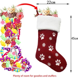 18 Inch Velvet <b>Dog</b> Paw Embroidered Pet Christmas Stocking for Xmas Tree Decorations Noel Gift <b>Socks</b> - Product Image 4