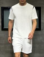 T-shirt en maille jacquard de luxe personnalisé pour homme 2026, décontracté, à manches courtes, avec détails rayés, idéal printemps-été
