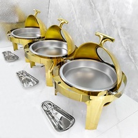 Chauffe-Plat de Luxe Doré 6L en Acier Inoxydable pour Buffet, Réchaud Alimentaire Réglable pour Dîners Formels et Événements