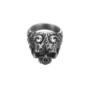 Joyería Punk al por Mayor, Anillos de Calavera de Acero Inoxidable con Circonita Roja Vintage - Product Image 3