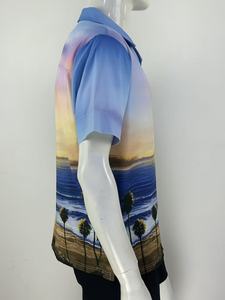 Resort Casual Camisa de hombre Tejido de un solo botón Allover <span class=keywords><strong>Sunset</strong></span> <span class=keywords><strong>Bay</strong></span> Sublimación Diseño OEM Cómodo - Product Image 5