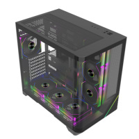 Full Tower Desktop Circular Arc Panoramic Tempered Glass Pc Casing Cpu Cabinet Atx Cooling Gaming Computer case