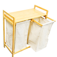Grand panier à linge en bambou avec cadre double de luxe, imperméable avec couvercle et doublure