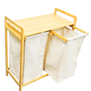 Large <strong>Double</strong> Deluxe Frame Wooden Bamboo Clothes Basket <strong>Laundry</strong> <strong>Hamper</strong> Landry <strong>Hamper</strong> Waterproof with Lid and Liner - Product Image 4