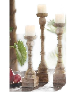 Portavelas multiusos de madera de Mango hecho a mano de primera calidad para decoración del hogar centro de mesa para velas ligeras de pilar o té - Product Image 1