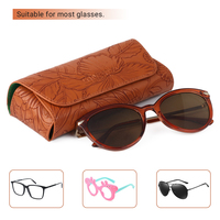 Étui en verre semi-rigide rétro haut de gamme, motif floral classique sculpté, fermeture magnétique, sac souple, cadre en matériau artisanal vintage