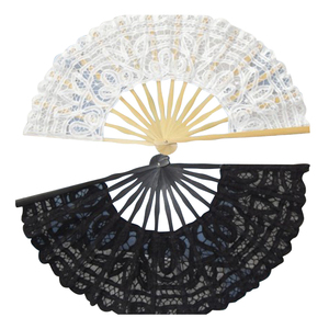 FAREA Luxurious 27cm Natural Bamboo Lace Folding Fan with Lace Design for <strong>Wedding</strong> Decoration and <strong>Gift</strong> - Product Image 6