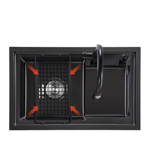 Bán buôn 304 thép không gỉ Nano Đen Nhà Vuông nhà bếp lưu vực bồn rửa với drainer Kit - Product Image 2