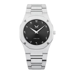 Montre en acier inoxydable, style minimaliste, ultra-fine, boîtier octogonal, cadran soleil, luxe, étanche, quartz, bracelet en silicone - Product Image 1